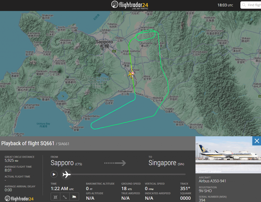 Singapore Airlines A350 returns to Sapporo due to cabin climate fault; passengers delayed, aircraft grounded, then ferried back to Singapore for service.
