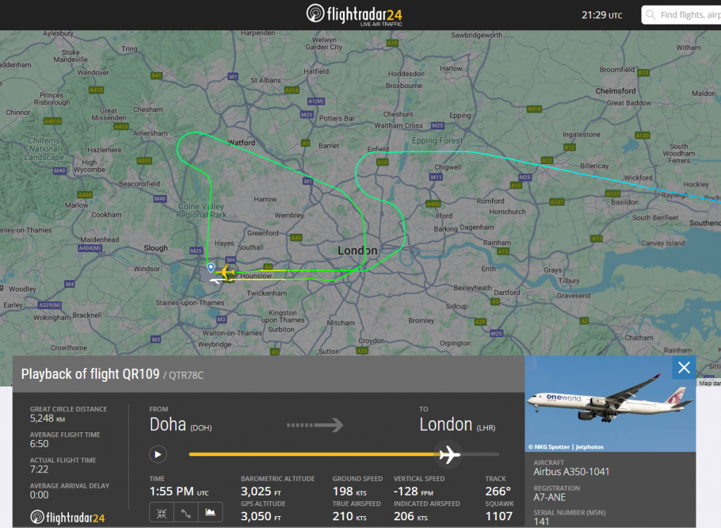 Information has emerged regarding a Qatar Airways flight from Doha that got stuck on the runway at London Heathrow for 30 minutes following a problem onboard.