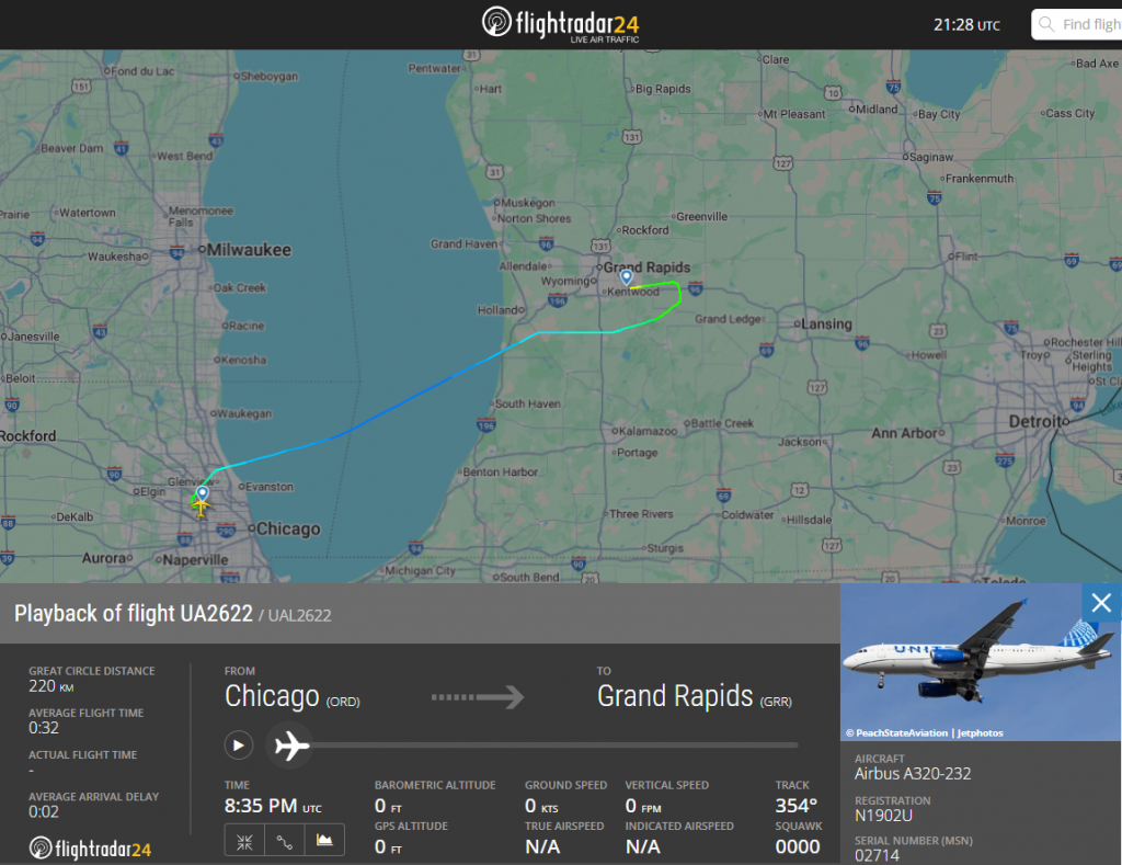 In the last few moments, a United Airlines flight from Chicago declared an emergency whilst on approach to Grand Rapids.