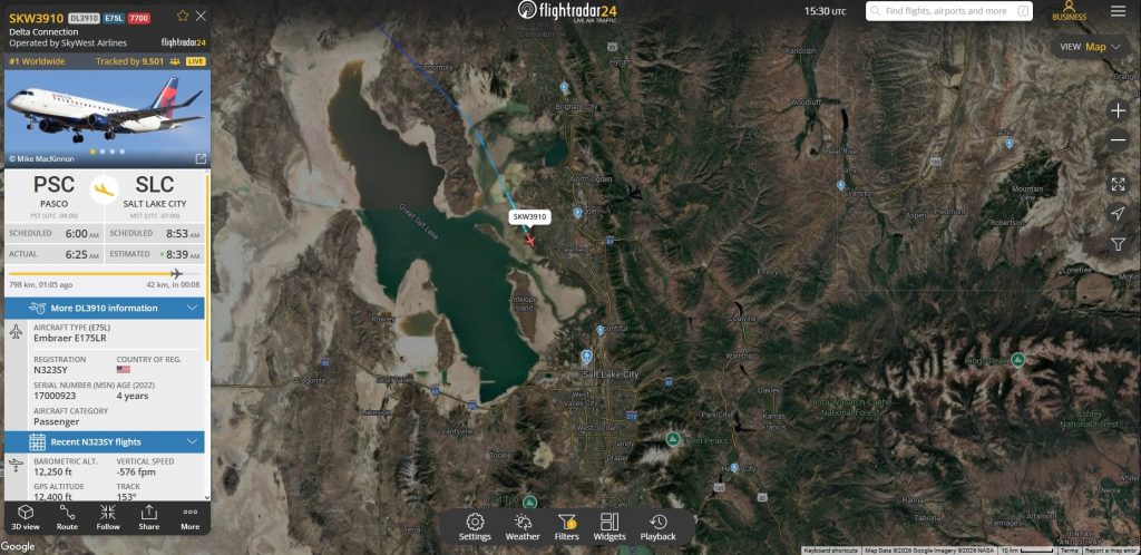 A Delta Connection flight from Pasco declared an emergency whilst on the descent into Salt Lake City. 