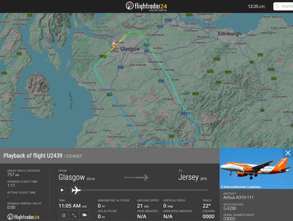 Chaos in Glasgow!: In the last few hours, an easyJet flight originally bound for Jersey had to make an emergency landing at it's departure field of Glasgow Airport with a massive problem onboard.