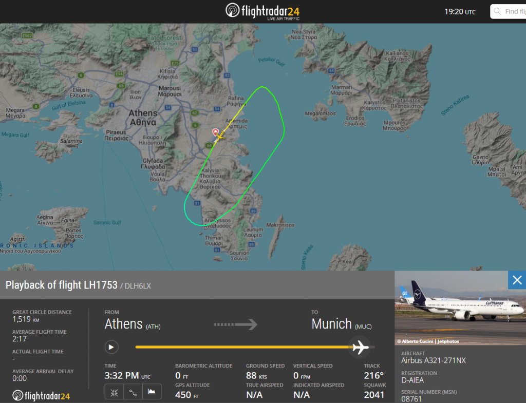 It has been revealed that a Lufthansa flight was evacuated in Athens today due to an engine fire indication. 