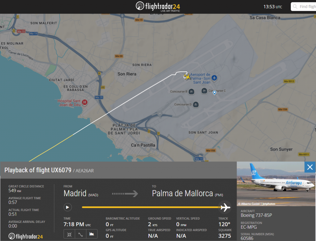 An Air Europa flight suffered a significant incident at Palma de Mallorca, caused by a bird strike. 
