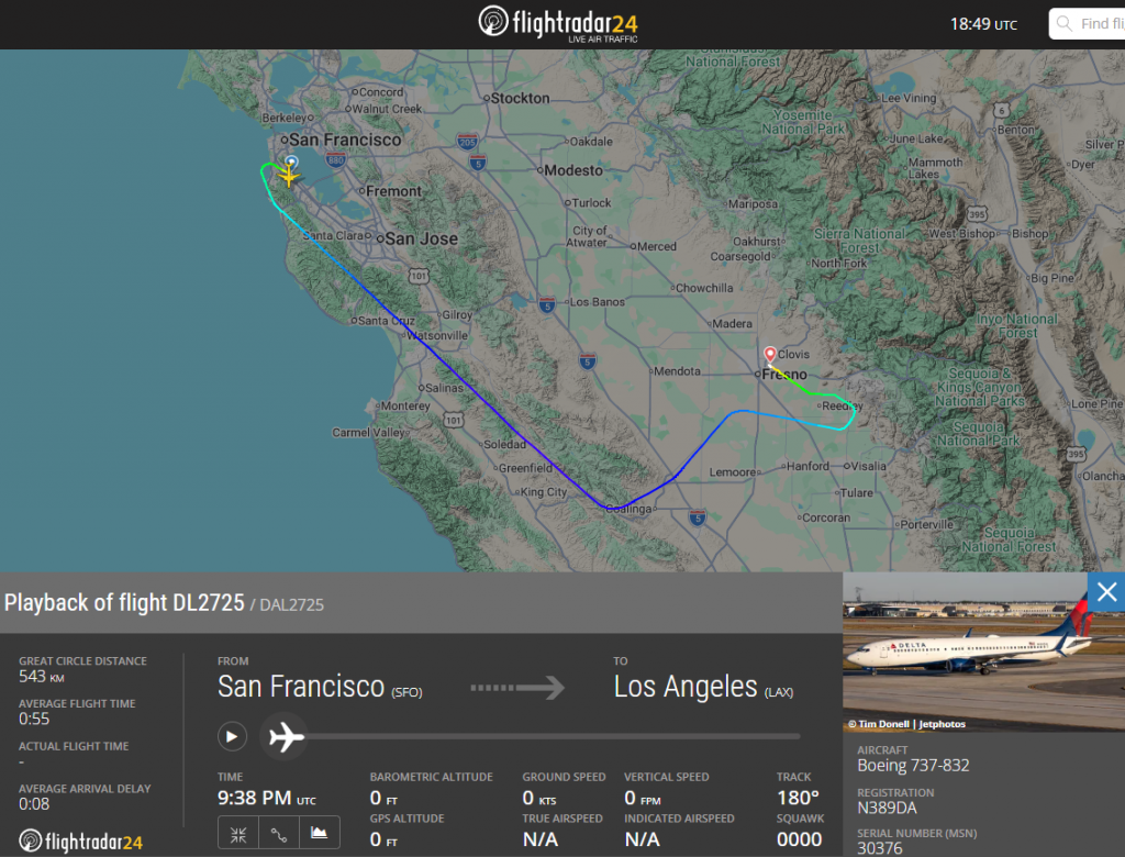 A Delta flight from Los Angeles that was bound for San Francisco had to be met by emergency services in Fresno.