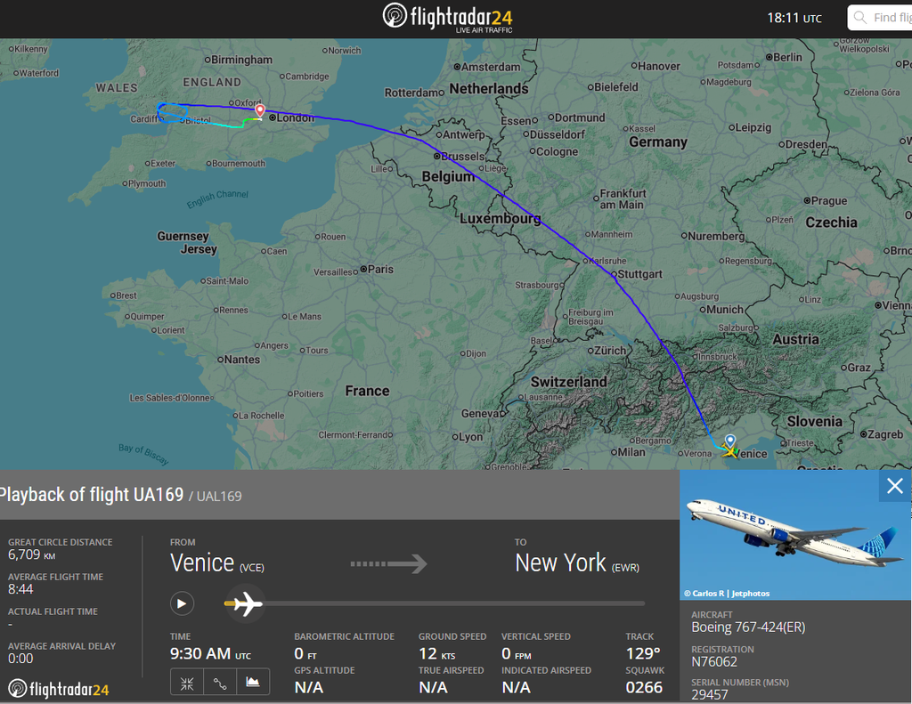 Earlier today, a United Airlines Boeing 767 operating flight UA169 from Venice to Newark declared an emergency.