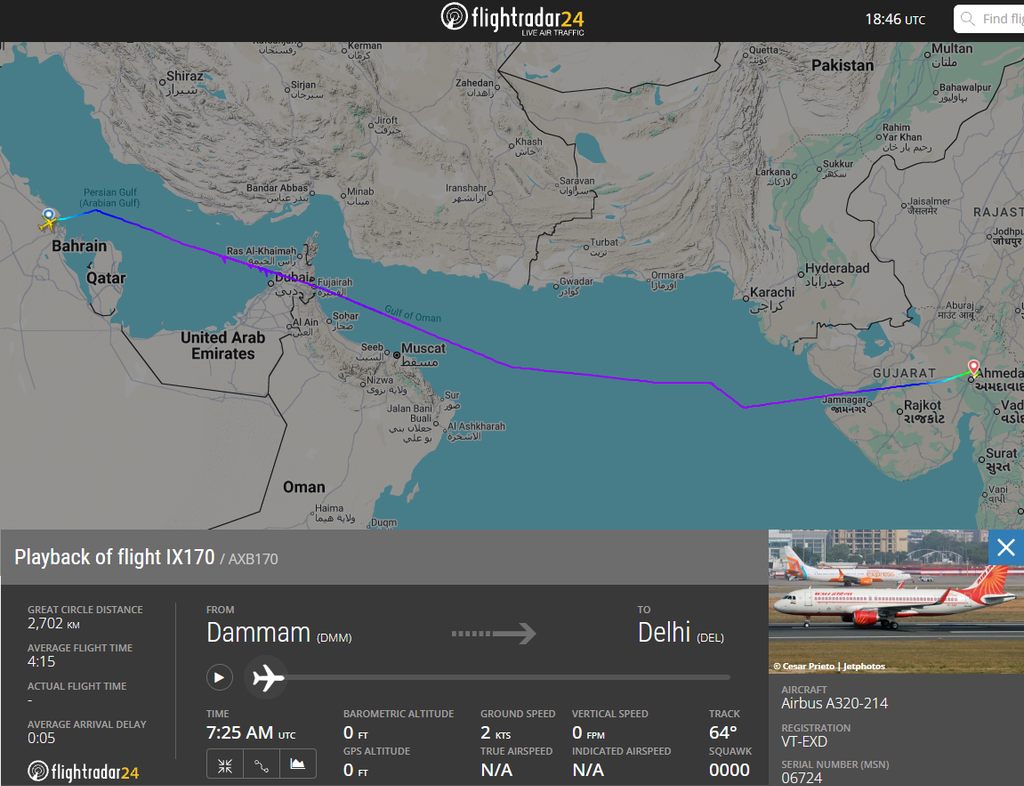 Air India Express flight IX170 from Dammam to Delhi diverted to Ahmedabad after a bomb threat note was found onboard the Airbus A320, all 32 passengers safe.