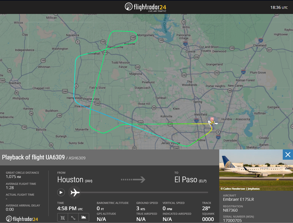 A United Express ERJ-175 returned to Houston after the first officer's windshield shattered at 13,000 feet, sending glass into the cockpit.