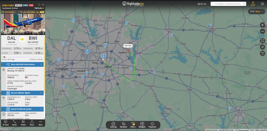 In the last 30 minutes, a Southwest Airlines flight bound for Baltimore has declared an emergency moments after departing Dallas.