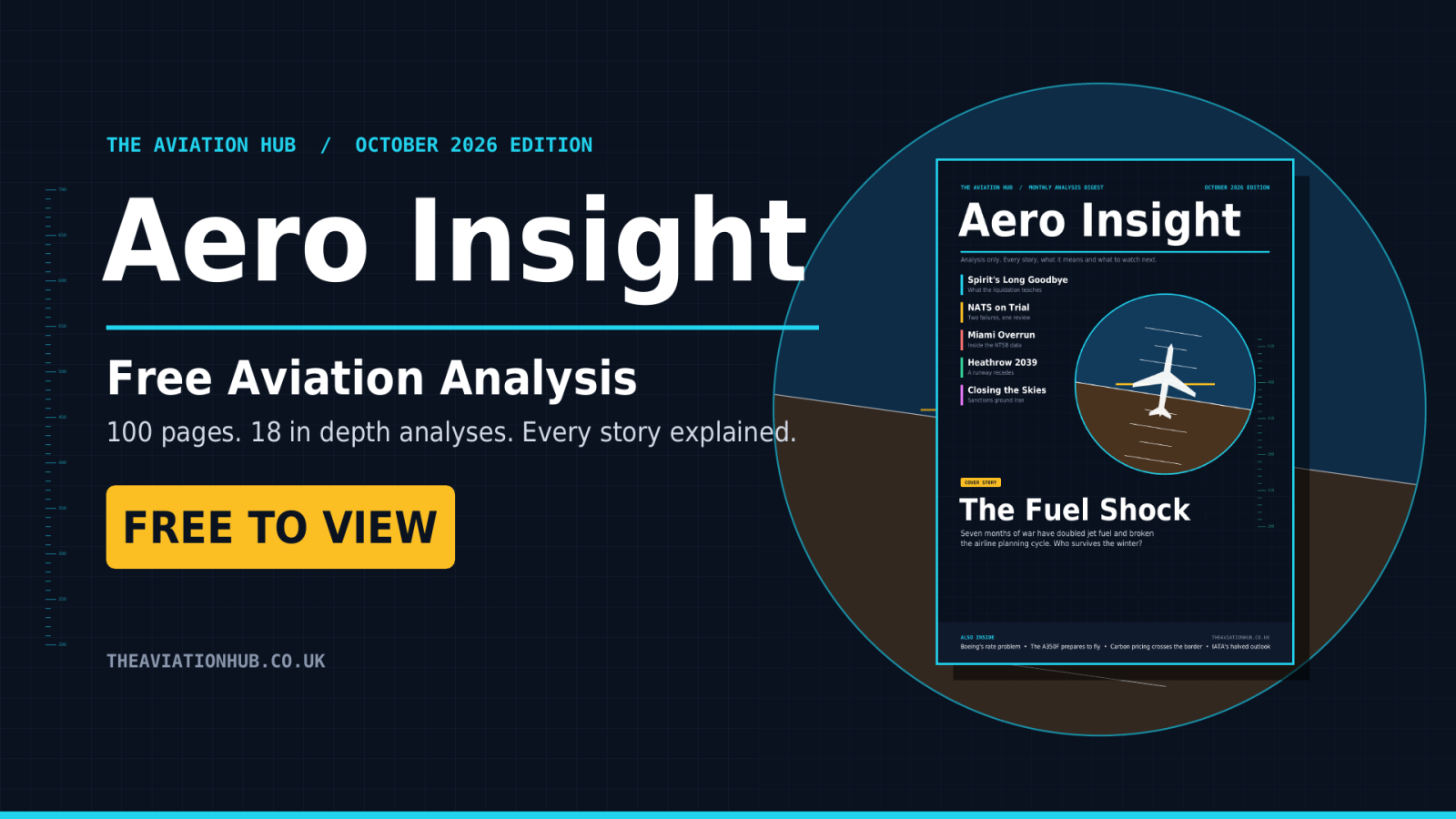 Read Aero Insight October 2026 free. 100 pages of aviation analysis covering the fuel shock, NATS failures, Boeing, Heathrow and more.