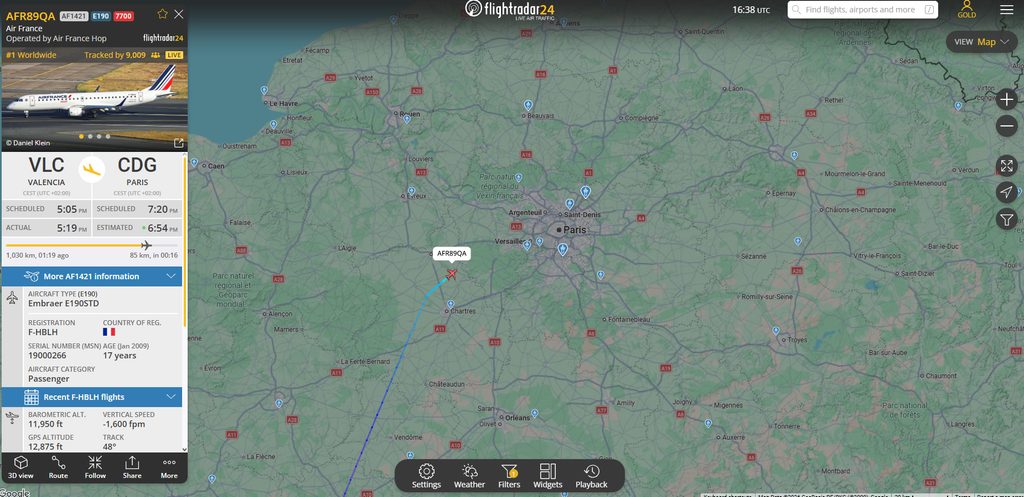 In the last 10-15 minutes, an Air France flight from Valencia declared an emergency whilst on the descent into Paris CDG.