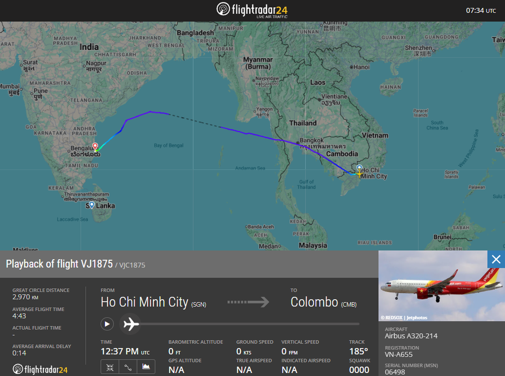 A VietJet Air A320 diverted to Chennai after an engine failure at FL340 over the Bay of Bengal. Flight VJ1875 landed safely at 22:27 local time.
