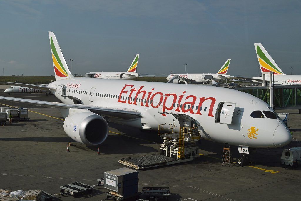 Boeing 787-8 'ET-AOU' Ethiopian Airlines c/n 34749, l/n 164. Built 2014. Addis Ababa Bole International Airpor