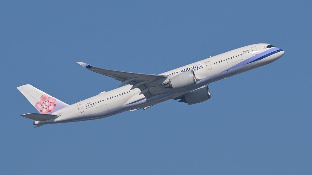 Taiwanese carriers: China Airlines Airbus A350-900 B-18901, operating flight 761 to Jakarta, departs Taiwan Taoyuan International