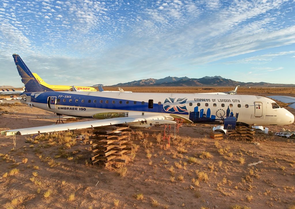 FL Technics: PP-XMA (nicknamed "Empress of London City") was the first Embraer E190 ever built, and it flew as a test aircr