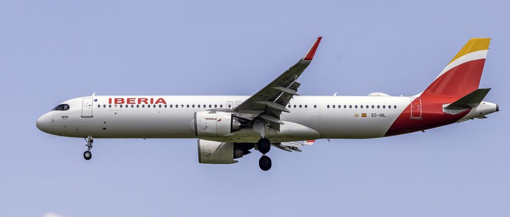 Air Canada: 2024 Iberia Airbus A321XLR EC-OIL on final approach at Washington Dulles International Airport, Virginia, USA