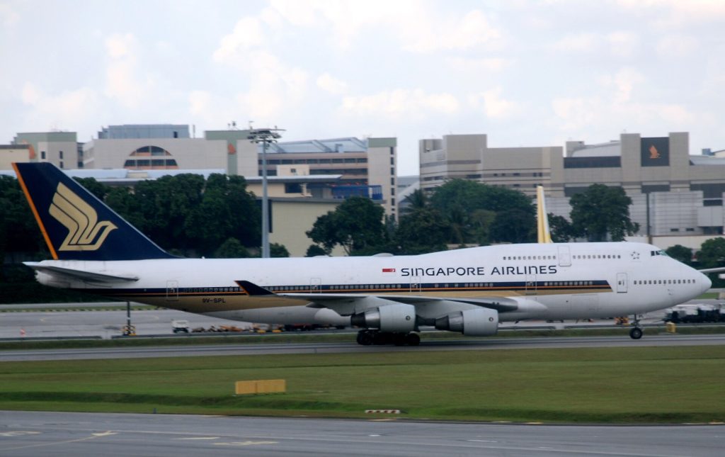 Singapore Airlines Boeing 747-400 (9V-SPL) at Singapore Changi Airport. (Other information: This plane was onc