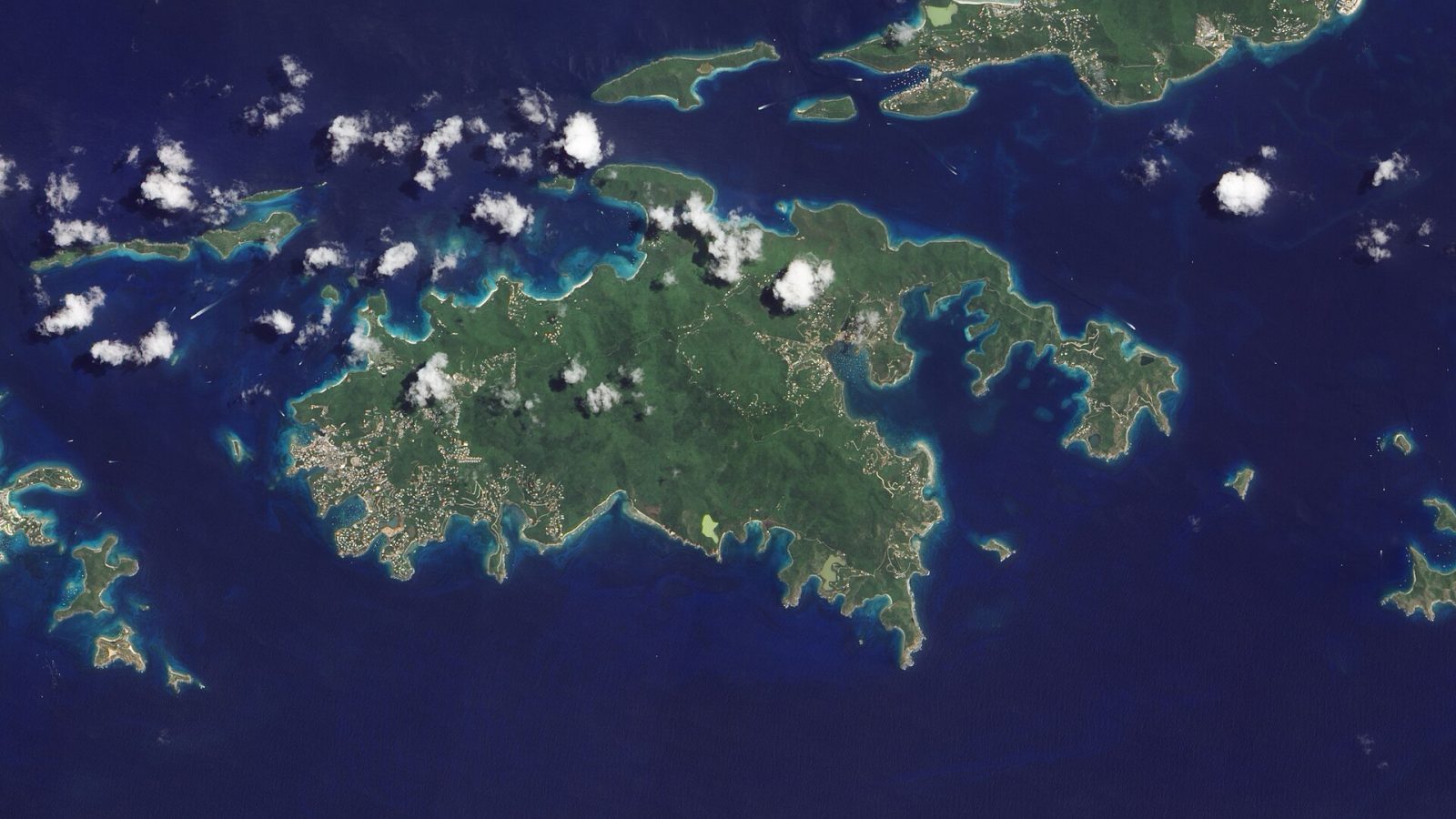 Virgin Channel Tunnel: Natural-colour image of the Island of St. John island in the United States Virgin Islands. The BVI are in the
