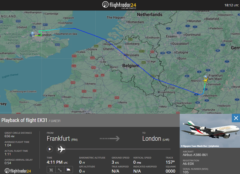 An Emirates A380 from Dubai to London declared an emergency and diverted to Frankfurt on 1 October after a medical issue on board.