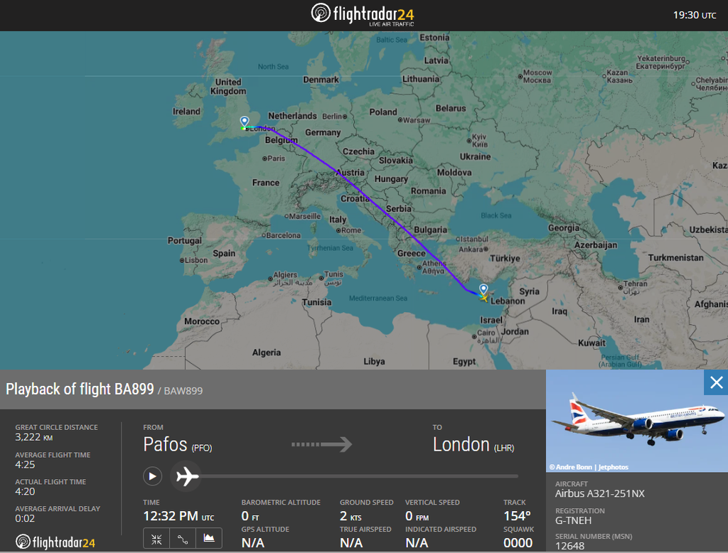 British Airways flight BA899 was intercepted by two German Eurofighter Typhoons after losing ATC contact en route from Paphos to London Heathrow.