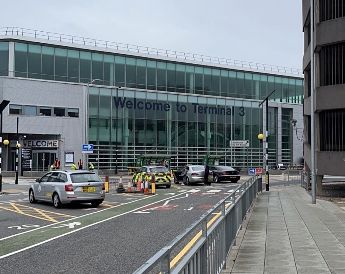Manchester Airport train: Exterior of Terminal 3 at Manchester Airport