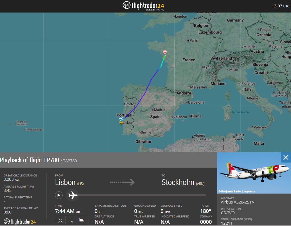 A TAP Air Portugal A320neo flying from Lisbon to Stockholm declared an emergency and diverted to Nantes after an electronic cigarette overheated.