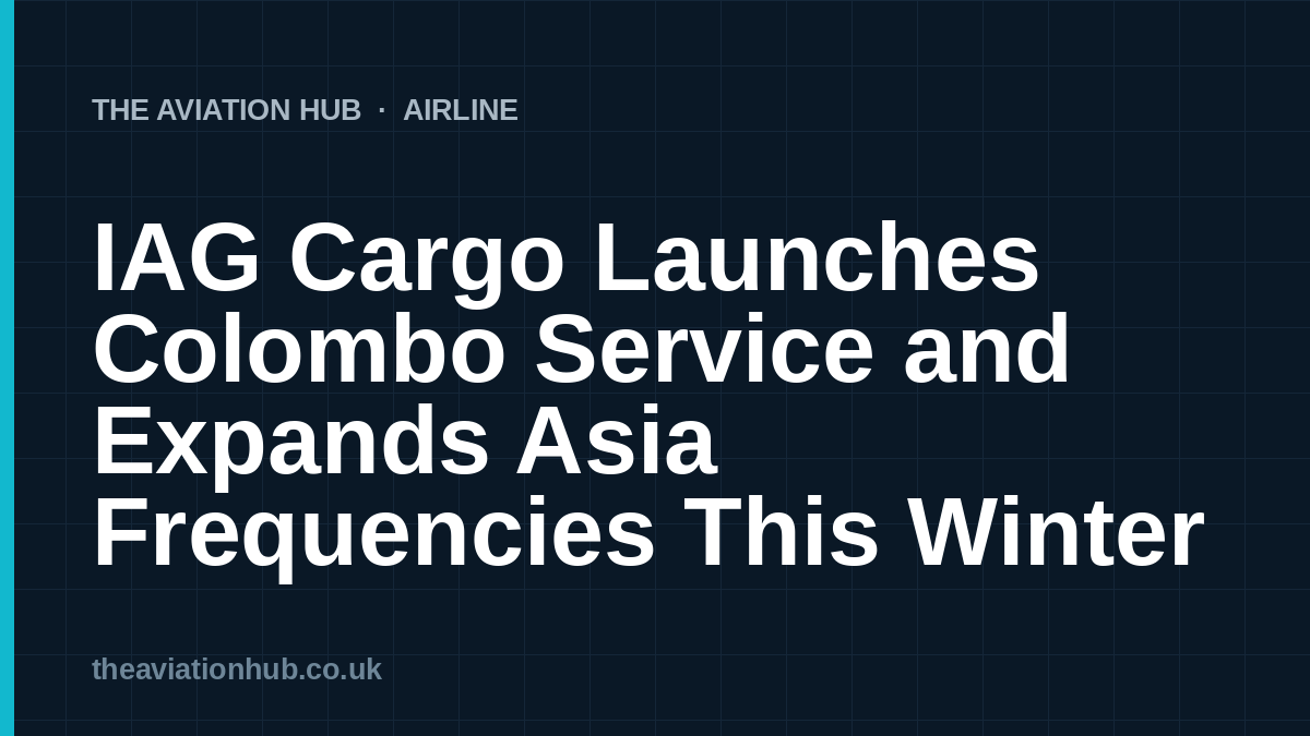 IAG Cargo Launches Colombo Service and Expands Asia Frequencies This Winter