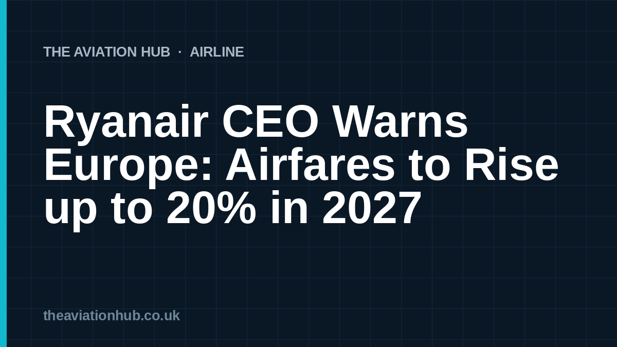 Ryanair airfares: Ryanair CEO Warns Europe: Airfares to Rise up to 20% in 2027
