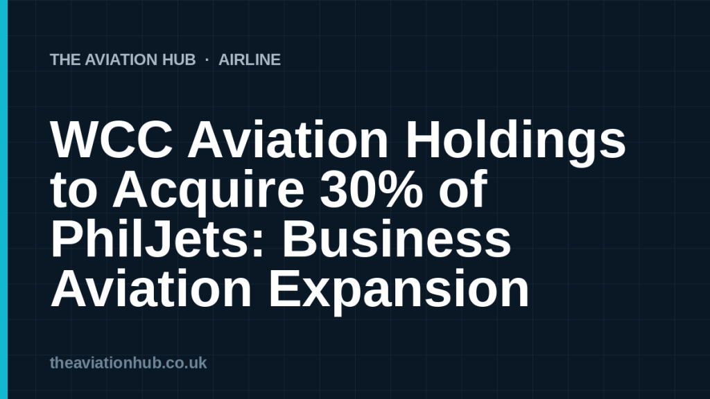 WCC Aviation Holdings to Acquire 30% of PhilJets: Business Aviation Expansion